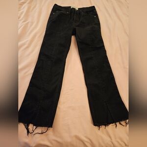 Free People Women's Black Distressed Split Hem Jeans